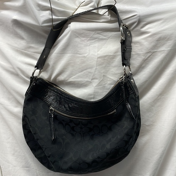 Coach faux leather and canvas shoulder bag 16x14 - Picture 5 of 10